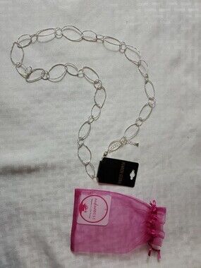 MAREN ELENA SILVER TONED NECKLACE Ovals & Circles NEW w/Tag Masidon